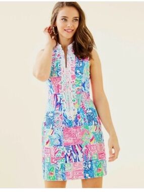 Lilly Pulitzer ALEXA SHIFT DRESS Pop Up Summer Remix Patch Sz 14